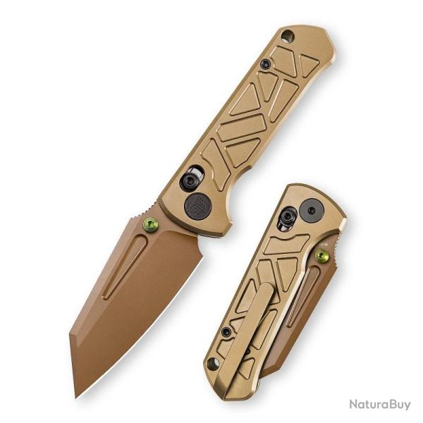 Couteau Pliant Trivisa Skarn Lame Acier M390 Rose Gold PVD Manche Titane Crossbar Lock TVJM11RGM
