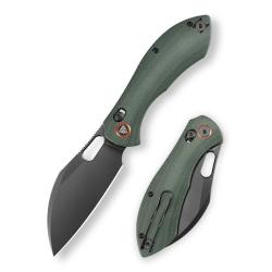 Couteau Trivisa Batwing Lame Acier 14C28N Black PVD Manche Micarta Vert Crossbar Lock TVJM10LGM14