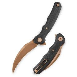 Couteau Trivisa Lacerta Lame Acier 14C28N Rose Gold PVD Manche Carbon Fiber G10 Linerlock TVTY19CG14