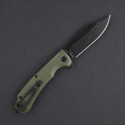 Couteau Daggerr Powie Lame Acier 8Cr14MoV Black Stonewash Manche ABS OD Vert Linerlock DGRPWFOLBW