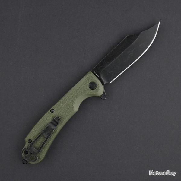 Couteau Daggerr Powie Lame Acier 8Cr14MoV Black Stonewash Manche ABS OD Vert Linerlock DGRPWFOLBW