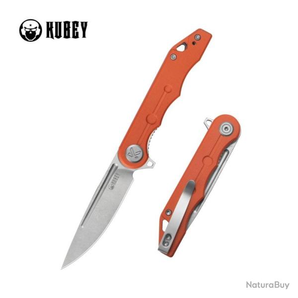 Couteau Pliant Kubey Mizo Lame 14C28N Stonewash Drop Point Manche G10 Orange Linerlock KUB312U
