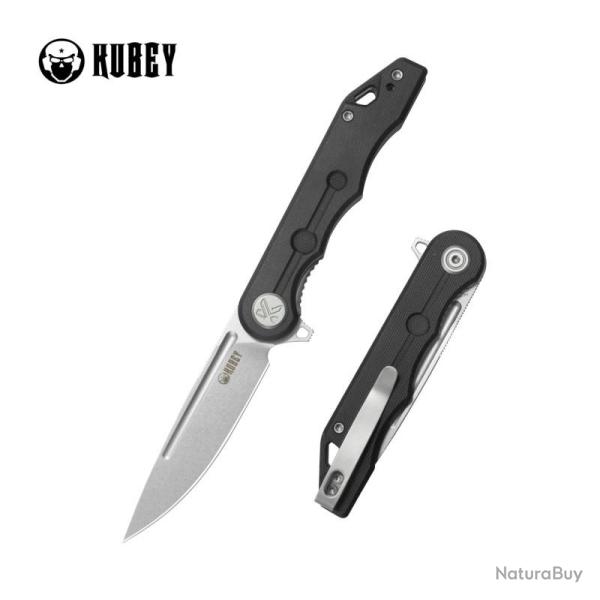 Couteau Pliant Kubey Mizo Lame 14C28N Stonewash Drop Point Manche G10 Noir Linerlock KUB312R