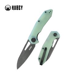 Couteau Kubey Vagrant Lame 14C28N Black Stonewash Drop Point Manche G10 Jade Linerlock KUB291R