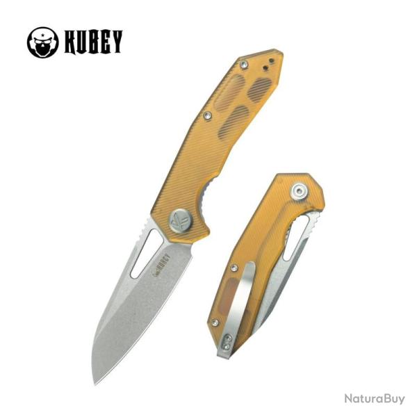 Couteau Pliant Kubey Vagrant Lame AUS-10A Sand Blast Drop Point Manche Ultem Linerlock KUB291Q