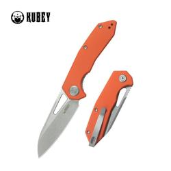 Couteau Pliant Kubey Vagrant Lame AUS-10A Sand Blast Drop Point Manche G10 Orange Linerlock KUB291L