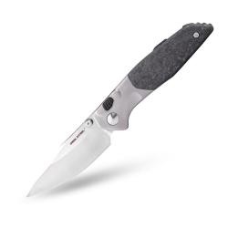 Couteau Pliant Real Steel Hoeft Button Lock Lame S35VN Manche Titane Carbone Shred RS7901SF
