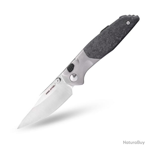 Couteau Pliant Real Steel Hoeft Button Lock Lame S35VN Manche Titane Carbone Shred RS7901SF