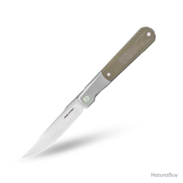 Couteau Pliant Real Steel Barlow RB-7 Framelock Lame S35VN Satin Manche Micarta Gris RS7891