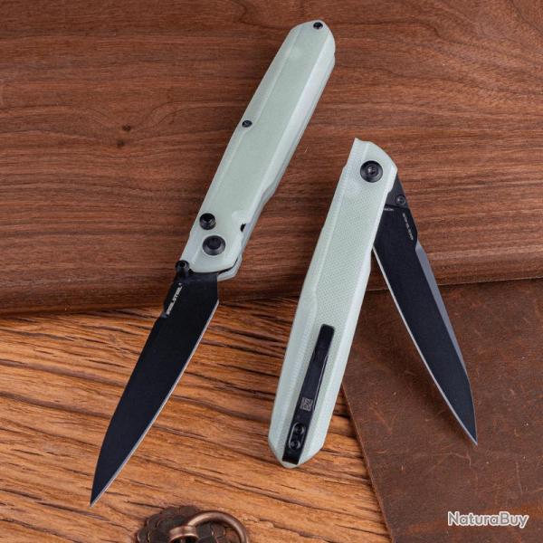 Couteau Pliant Real Steel G5 Metamorph Button Lock Lame 14C28N PVD Manche G10 Jade RS7832N