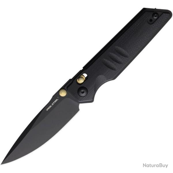 Couteau Pliant Real Steel Sacra Slide Lock Blackout Lame K110 Manche G10 Noir RS7711BB