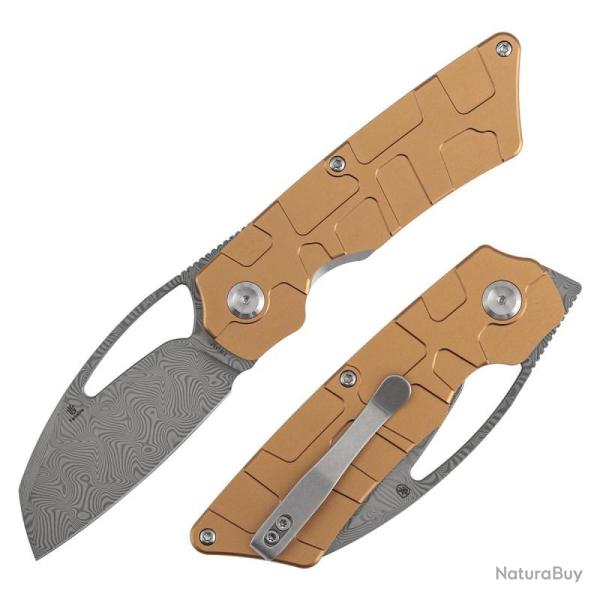 Couteau Pliant Tenable Knives Goblin L Lame Damas Sheepsfoot Manche Aluminium Bronze B3016A2