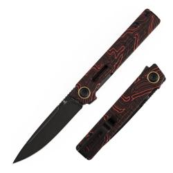 Couteau Pliant Tenable Knives Kitpu Lame Nitro-V Blackwash Manche G-Mascus Noir Rouge B2123A4