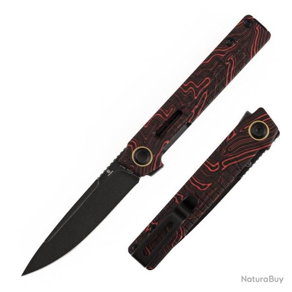 Couteau Pliant Tenable Knives Kitpu Lame Nitro-V Blackwash Manche G-Mascus Noir Rouge B2123A4