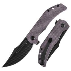 Couteau Pliant Tenable Knives Orion Lame Nitro-V CNC Blackwash Manche Micarta Violet B1089C1