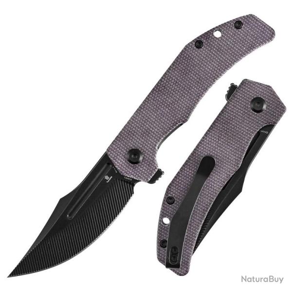 Couteau Pliant Tenable Knives Orion Lame Nitro-V CNC Blackwash Manche Micarta Violet B1089C1