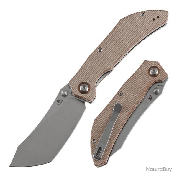 Couteau Pliant Tenable Knives Tipper Lame Nitro-V Stonewash Manche Micarta Brun B1079A3