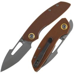 Couteau Pliant Tenable Knives Link Lame 14C28N TiNi Manche G10 Brun B1068A2