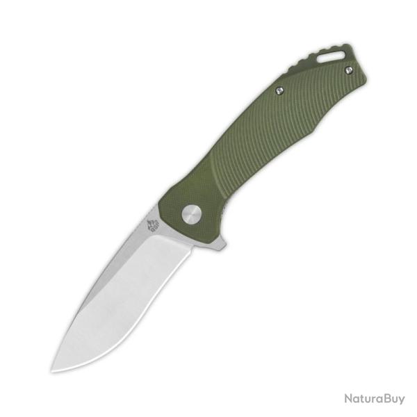 Couteau Pliant QSP Raven Lame D2 Drop Point Manche G10 Vert Linerlock QS122B1