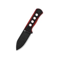 Couteau QSP Canary Neck Knife Lame 14C28N Black Stonewash Manche G10 Noir/Rouge Kydex QS141B2