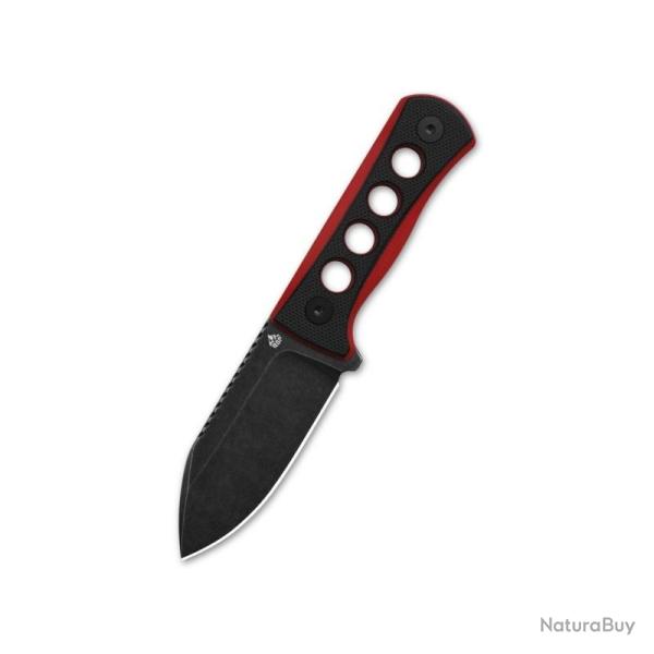 Couteau QSP Canary Neck Knife Lame 14C28N Black Stonewash Manche G10 Noir/Rouge Kydex QS141B2
