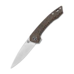 Couteau Pliant QSP Leopard Lame 14C28N Clip Point Manche Micarta Brun Linerlock QS135D