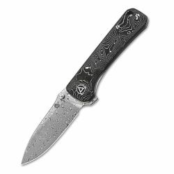 Couteau Pliant QSP Hawk Lame Damas S35VN Manche Alu Foil Carbon Fiber Linerlock QS131Q