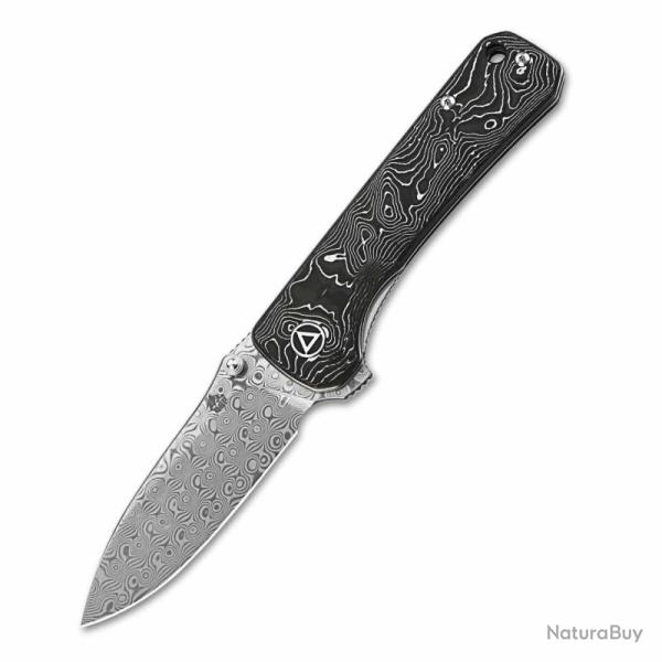 Couteau Pliant QSP Hawk Lame Damas S35VN Manche Alu Foil Carbon Fiber Linerlock QS131Q
