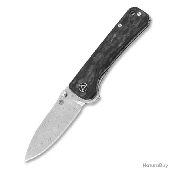 Couteau Pliant QSP Hawk Lame Damas S35VN Manche Shredded CF Satin Linerlock QS131E