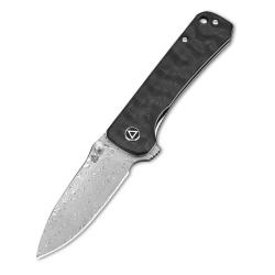 Couteau Pliant QSP Hawk Lame Damas S35VN Manche Fibre Carbone Marbr&eacute;e Linerlock QS131A
