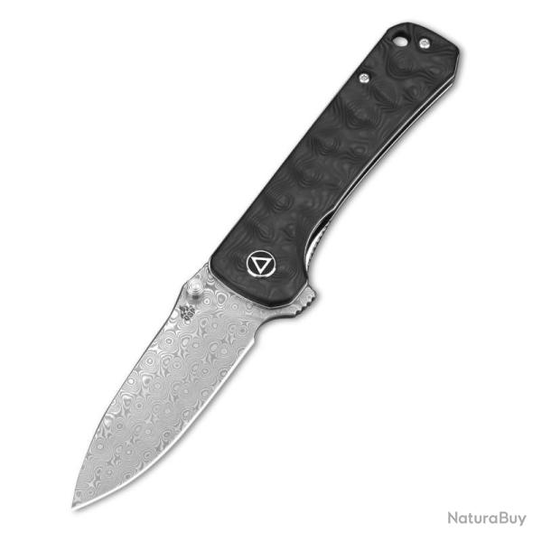 Couteau Pliant QSP Hawk Lame Damas S35VN Manche Fibre Carbone Marbr�e Linerlock QS131A