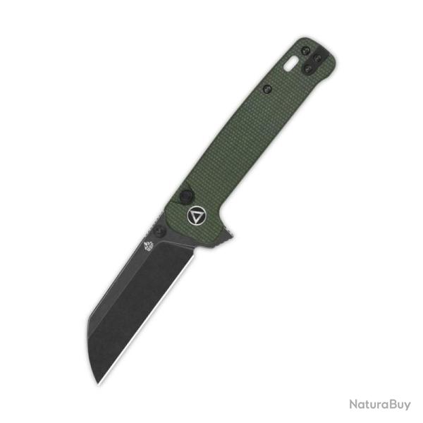 Couteau Pliant QSP Penguin Button Lock Lame 14C28N Black Manche Micarta Vert QS130BLC2