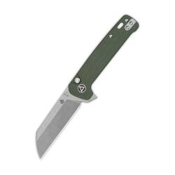 Couteau Pliant QSP Penguin Button Lock Lame 14C28N Manche Micarta Vert QS130BLC1