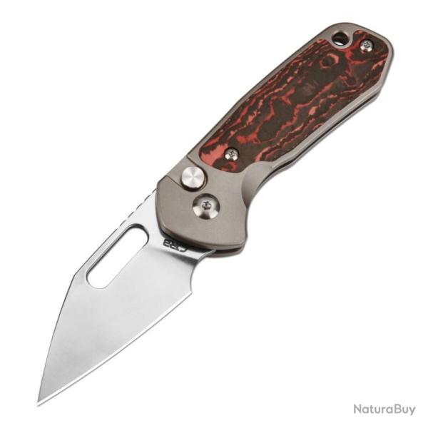 Couteau Pliant CJRB Mini Pyrite Lame CPM S90V Manche Titane Fat Carbon Mars Button Lock J1933TFCMV