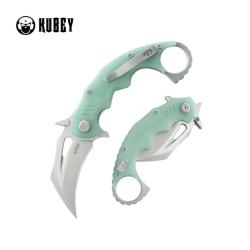 Couteau Pliant Kubey Mini Wrath Karambit Lame 14C28N Satin Manche G10 jade Linerlock KUB262J