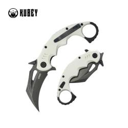 Couteau Kubey Mini Wrath Karambit Lame 14C28N Black Stonewash Manche G10 vert OD Linerlock KUB262I