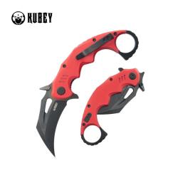 Couteau Kubey Mini Wrath Karambit Lame 14C28N Black Stonewash Manche G10 orange Linerlock KUB262H