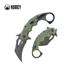 Couteau Kubey Mini Wrath Karambit Lame 14C28N Black Stonewash Manche G10 noir Linerlock KUB262F
