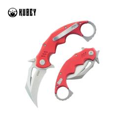 Couteau Pliant Kubey Mini Wrath Karambit Lame 14C28N Stonewash Manche G10 rouge Linerlock KUB262D