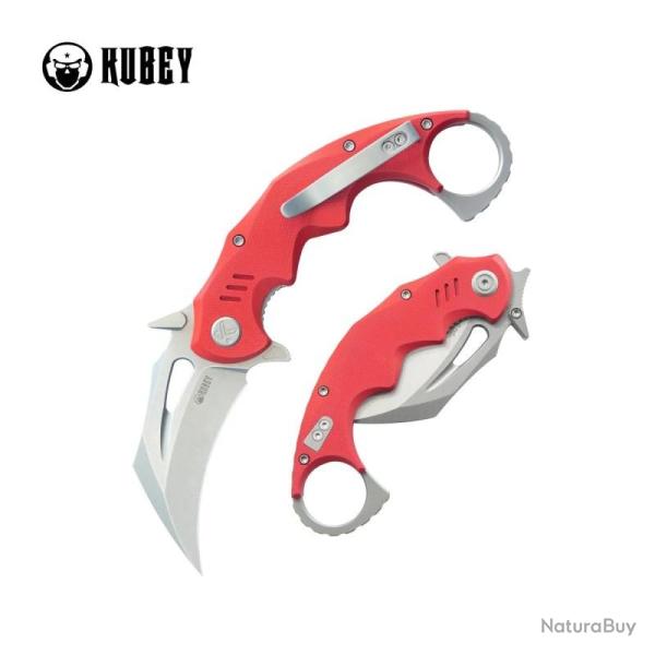 Couteau Pliant Kubey Mini Wrath Karambit Lame 14C28N Stonewash Manche G10 rouge Linerlock KUB262D