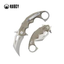 Couteau Pliant Kubey Mini Wrath Karambit Lame 14C28N Stonewash Manche G10 tan Linerlock KUB262C