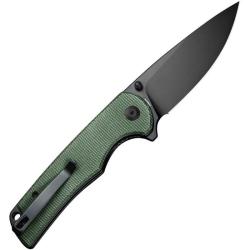 Couteau Sencut Praktisk Lame Acier 9Cr18MoV Drop Point Manche Micarta Canvas Vert Linerlock S240193