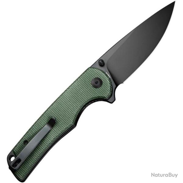 Couteau Sencut Praktisk Lame Acier 9Cr18MoV Drop Point Manche Micarta Canvas Vert Linerlock S240193