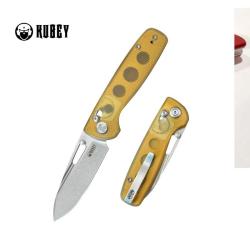 Couteau Pliant Kubey Bluff Lame 14C28N Stonewash Drop Point Manche Ultem Axis Lock KUB248E