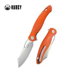 Couteau Pliant Kubey Drake Lame AUS-10A Stonewash Drop Point Manche G10 Orange Linerlock KUB239G