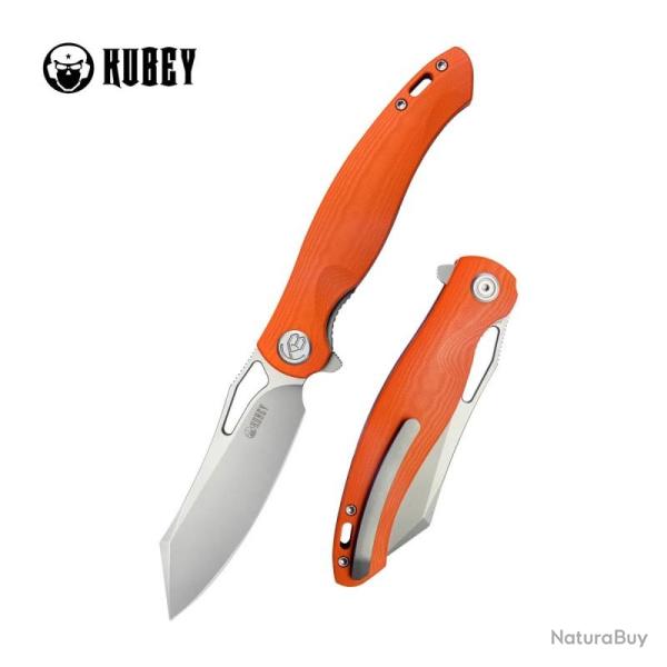 Couteau Pliant Kubey Drake Lame AUS-10A Stonewash Drop Point Manche G10 Orange Linerlock KUB239G