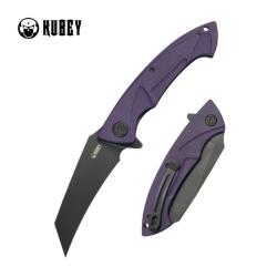 Couteau Kubey Anteater Nest Lame 14C28N Blackwash Drop Point Manche G10 Violet Linerlock KUB212M