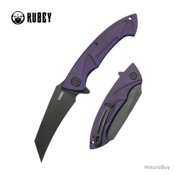 Couteau Kubey Anteater Nest Lame 14C28N Blackwash Drop Point Manche G10 Violet Linerlock KUB212M