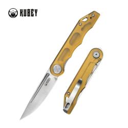 Couteau Pliant Kubey Mizo Lame 14C28N Satin Drop Point Manche Ultem Linerlock KUB2101G