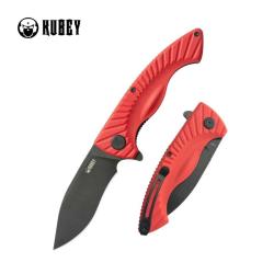 Couteau Kubey Timberwolf Lame 14C28N Black Stonewash Drop Point Manche G10 Rouge Linerlock KUB208I